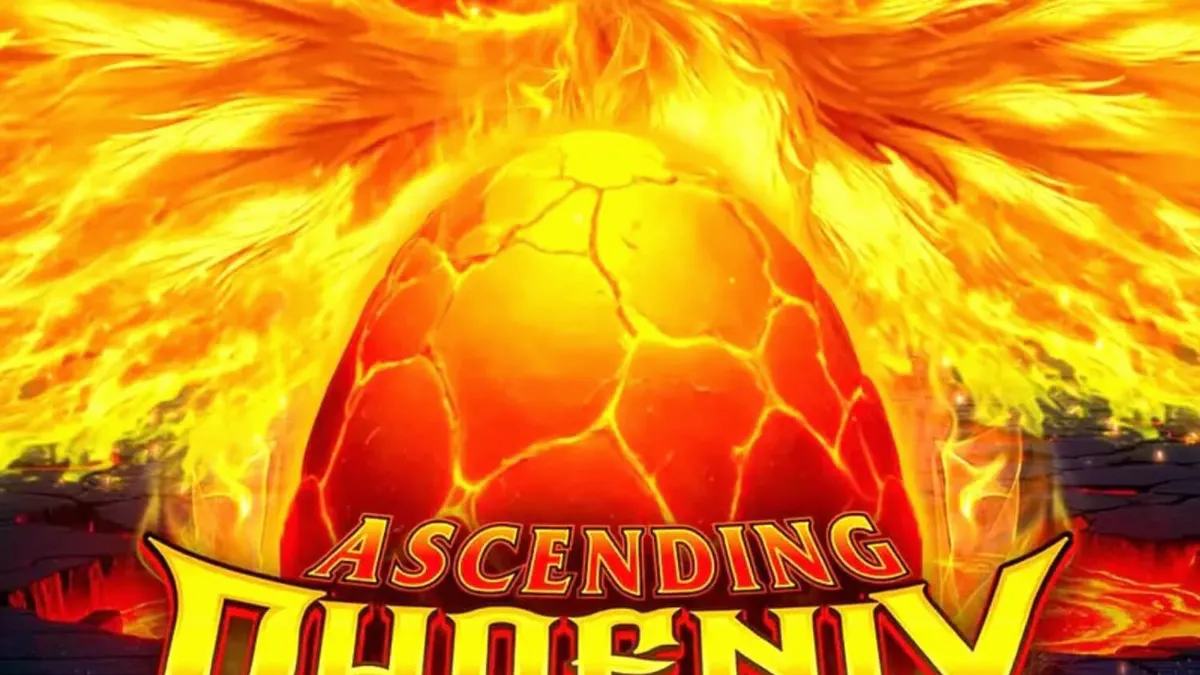 Interface do jogo Ascending Phoenix Blaze Gold Blitz Ultimate com tema de fogo e ouro